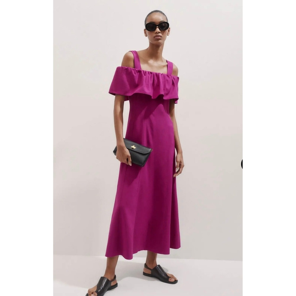 ME+EM Statement Frill Maxi Dress Iris Magenta Pink US 6 UK 10 NEW